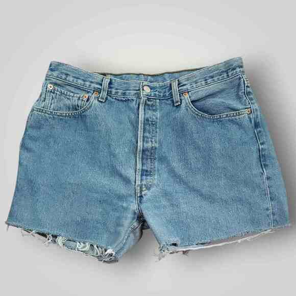 Levi's 501xx Jean Shorts Mens 34 Vtg 90s Cutoff Hoochie Daddy Button Fly Jorts - Picture 1 of 5